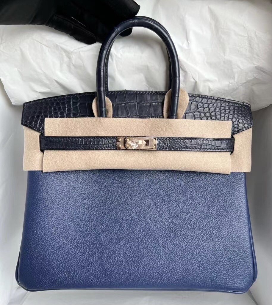 愛馬仕新加坡官網 Hermès Birkin 25 Touch Evercolor Blue nuit blue indgo nilo crocodile