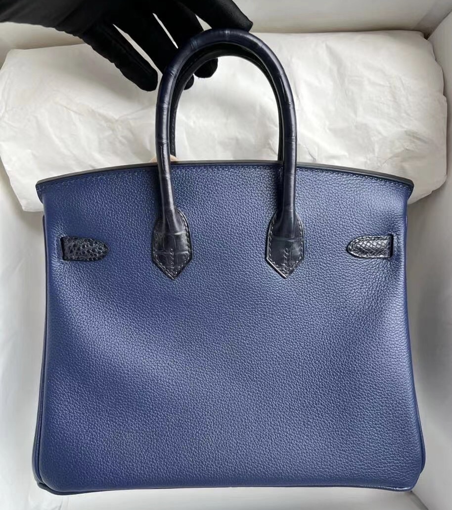 愛馬仕新加坡官網 Hermès Birkin 25 Touch Evercolor Blue nuit blue indgo nilo crocodile