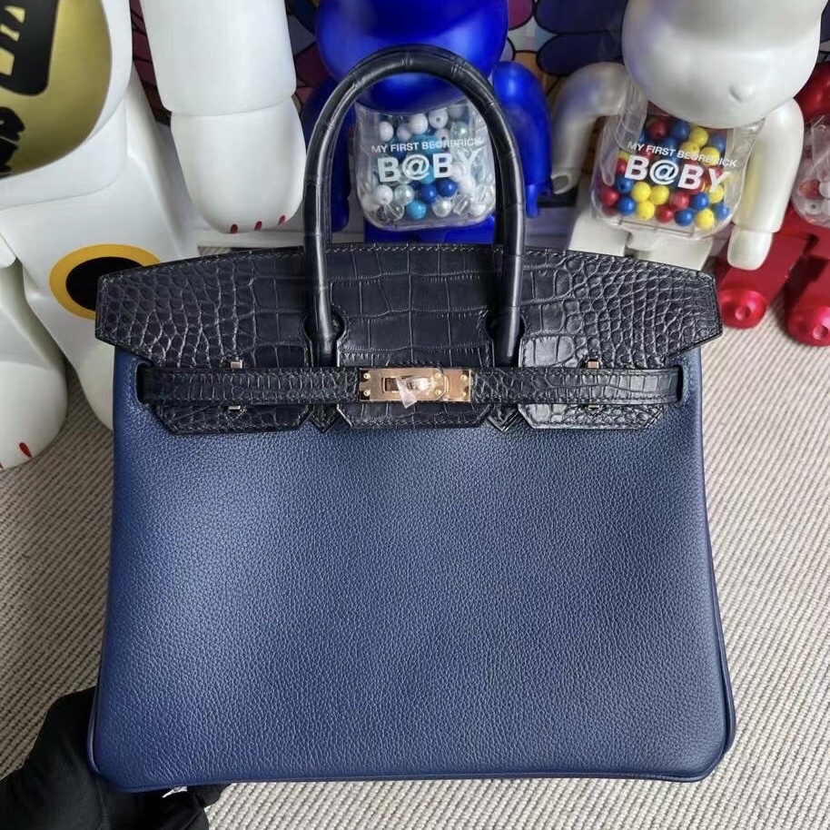 愛馬仕新加坡官網 Hermès Birkin 25 Touch Evercolor Blue nuit blue indgo nilo crocodile