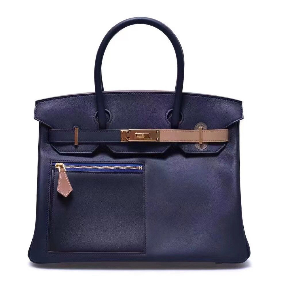 Saudi Arabia Hermes Birkin 30 Colormatic 拼色口袋包 2Z Blue nuit 午夜藍 金扣