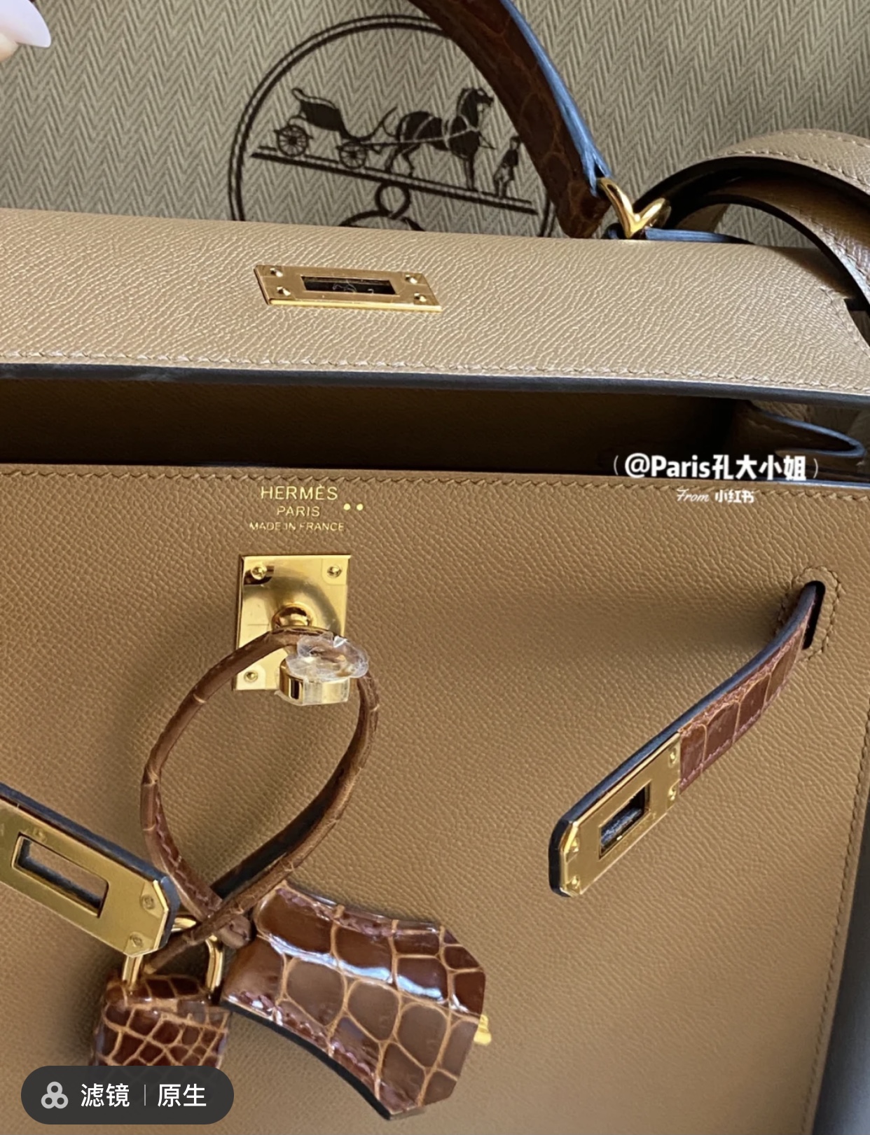 愛馬仕凱莉包25價格 Hermes HSS Kelly 25 Touch Epsom 0M瑪薩拉茶色+31蜜糖棕美洲鱷魚