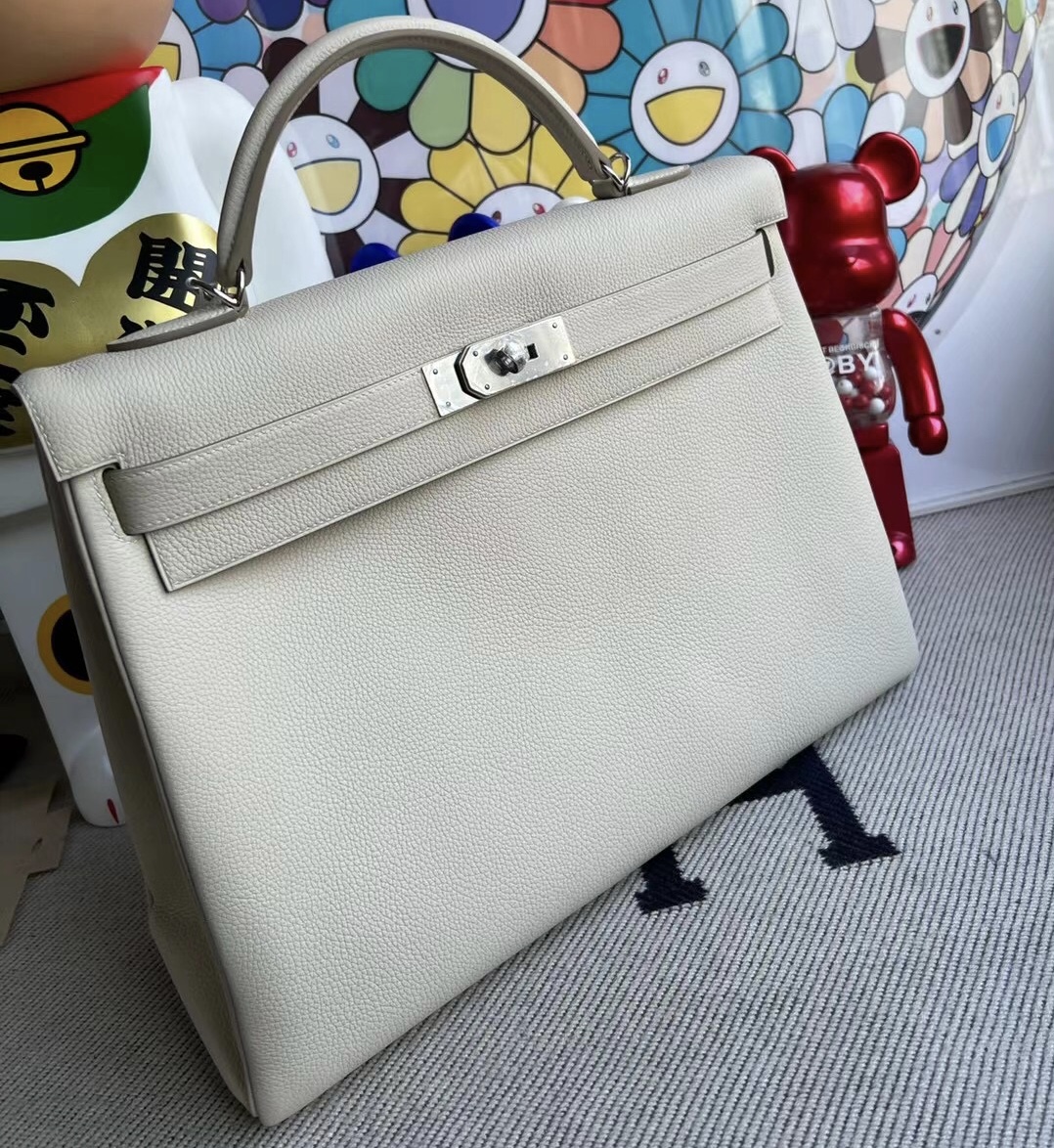 新加坡愛馬仕包包價格 Singapore Hermes Kelly 40cm Togo 10 Craie 奶昔白 銀扣