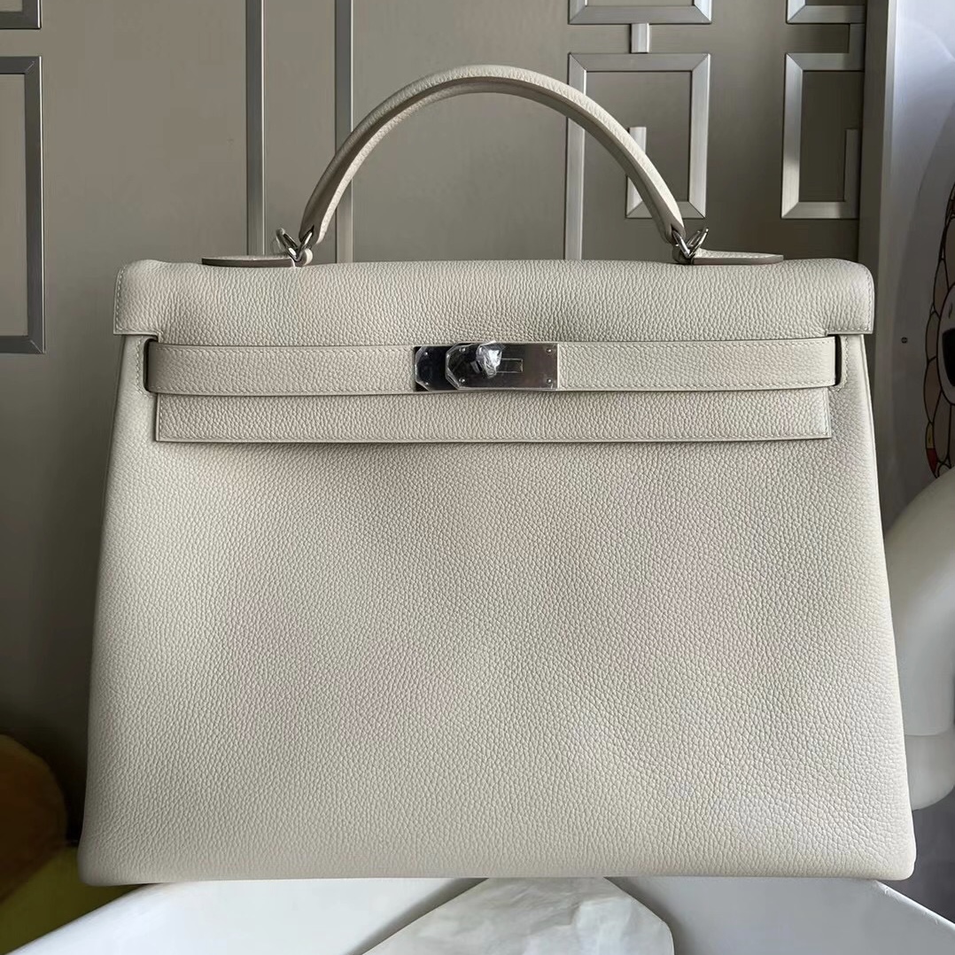 新加坡愛馬仕包包價格 Singapore Hermes Kelly 40cm Togo 10 Craie 奶昔白 銀扣