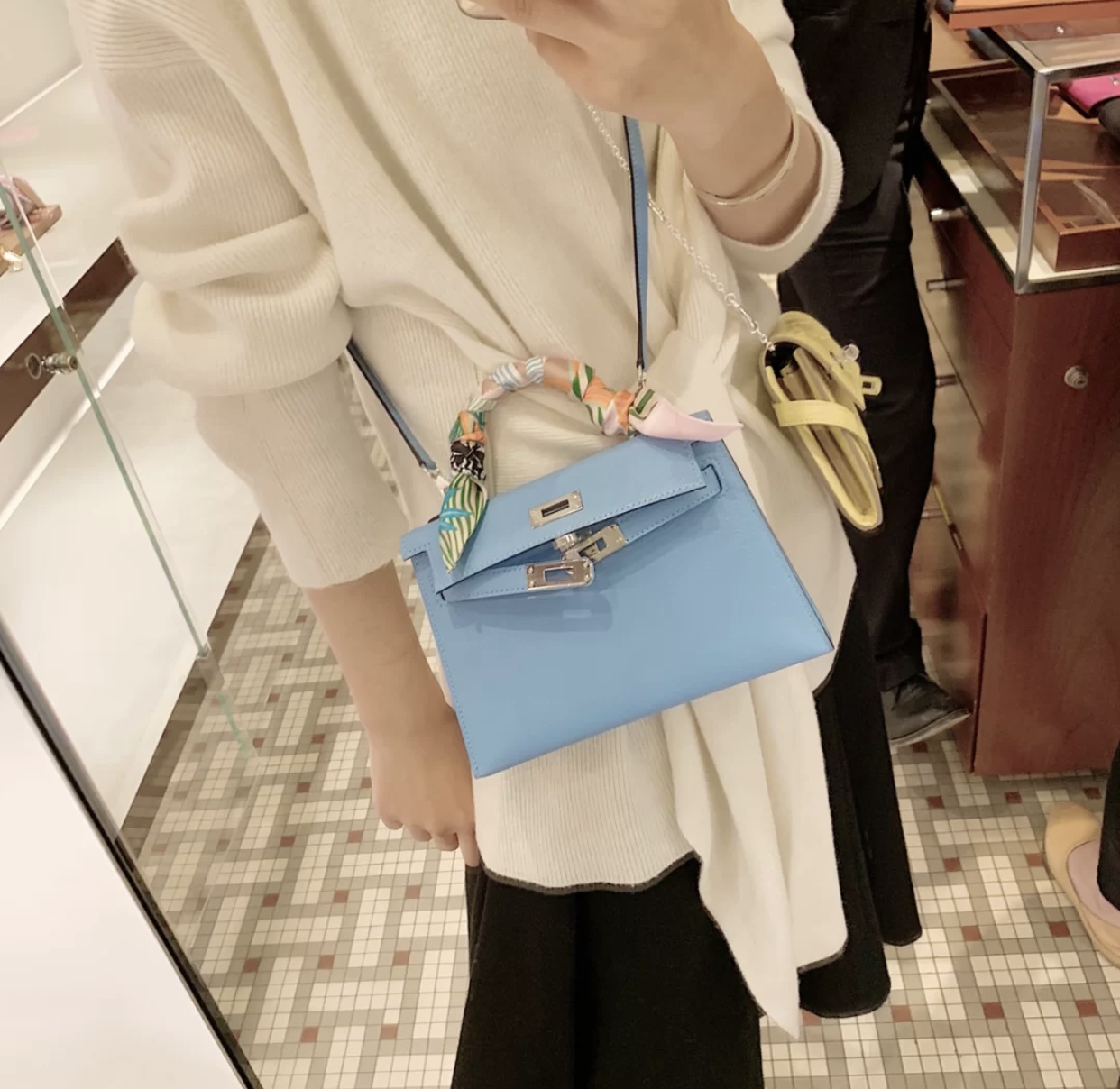 United Arab Emirates Hermes kelly Mini II Chevre Mysore 山羊皮 7N Céleste PHW