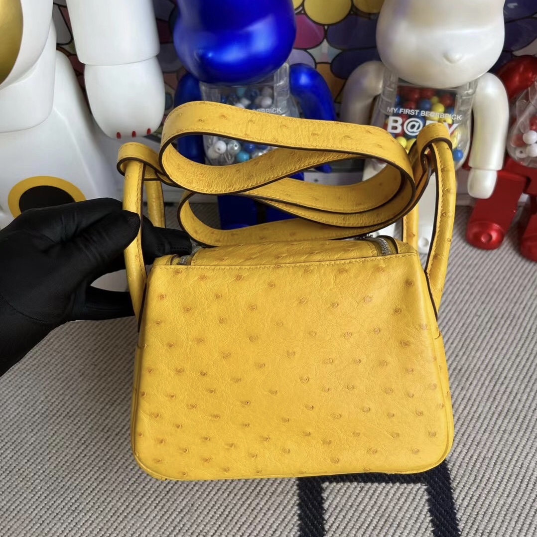 Dubai United Arab Emirates Hermes Lindy Mini 19 Ostrich 9D Jaune Ambe