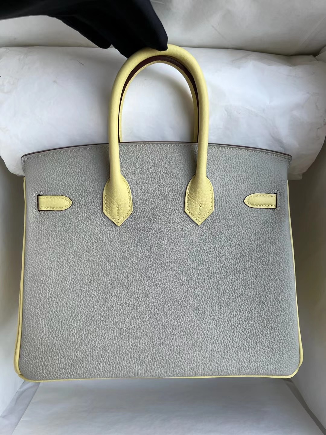 Hermes Birkin 25 HSS Togo 80 Gris Perle 珍珠灰/1Z jaune poussin 小雞黃 拉絲金扣