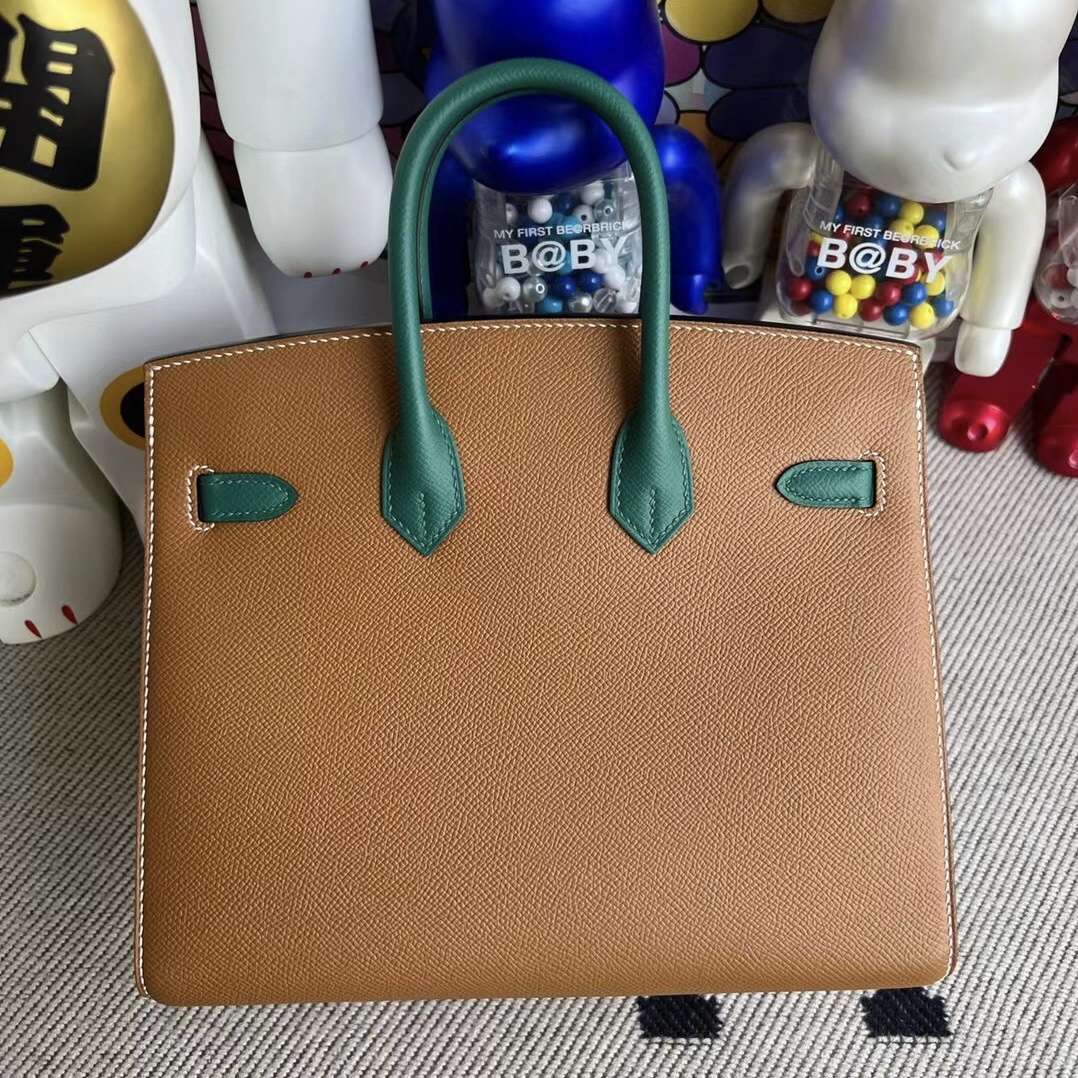 Hermes Birkin 25 HSS Epsom Sellier 外縫 37 Gold /Z6 Malachite 金扣