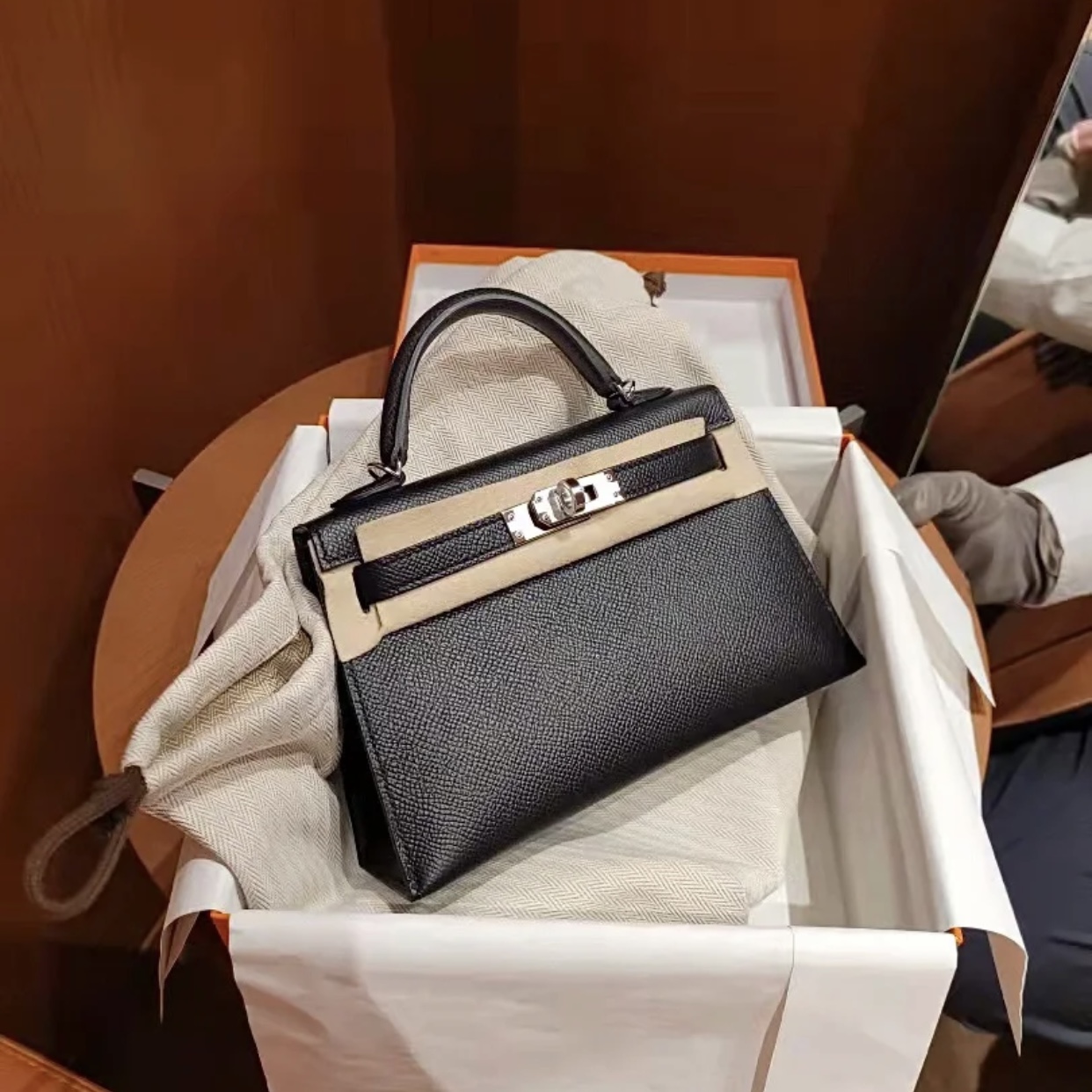 愛馬仕加拿大官網價格 Hermès Kelly Mini II 2代 Epsom 89 Noir Silver hardware