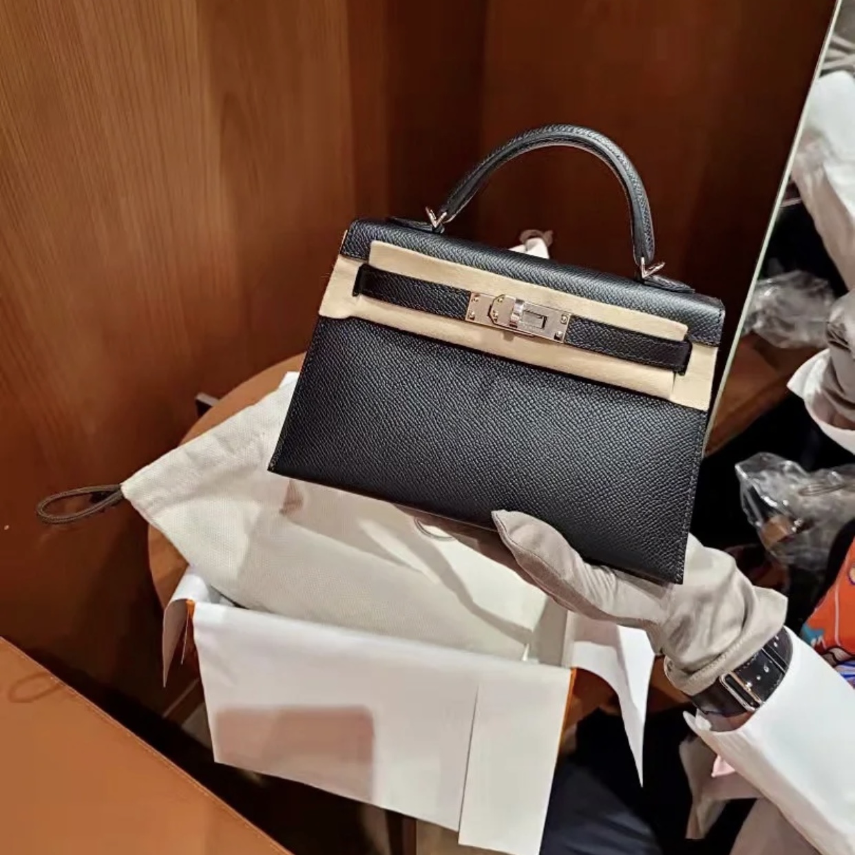 愛馬仕加拿大官網價格 Hermès Kelly Mini II 2代 Epsom 89 Noir Silver hardware