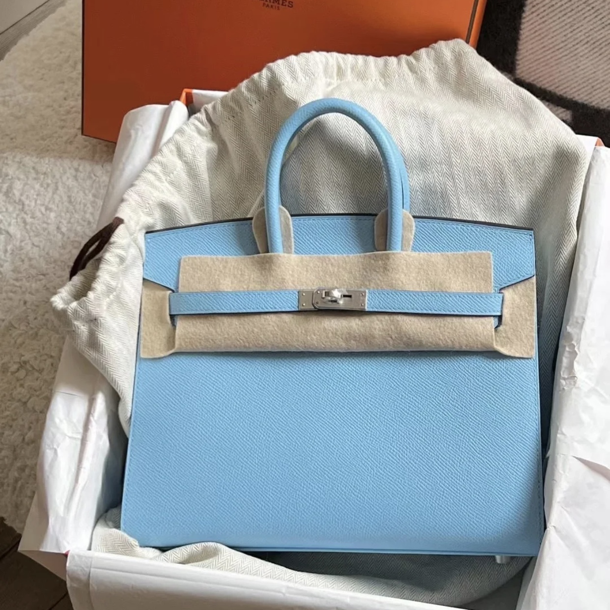 Dubai United Arab Emirates Hermès Birkin 25 外縫 Sellier Epsom 7N Celeste 天藍色