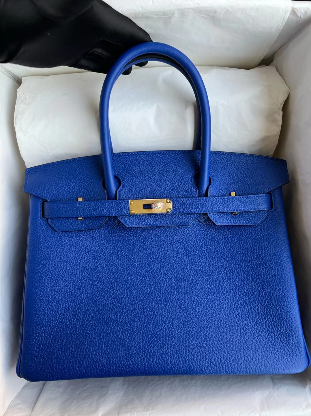 愛馬仕中國官方網站價格 Hermes Birkin 30 Togo I7 Bleu Zellige 琉璃藍 金扣