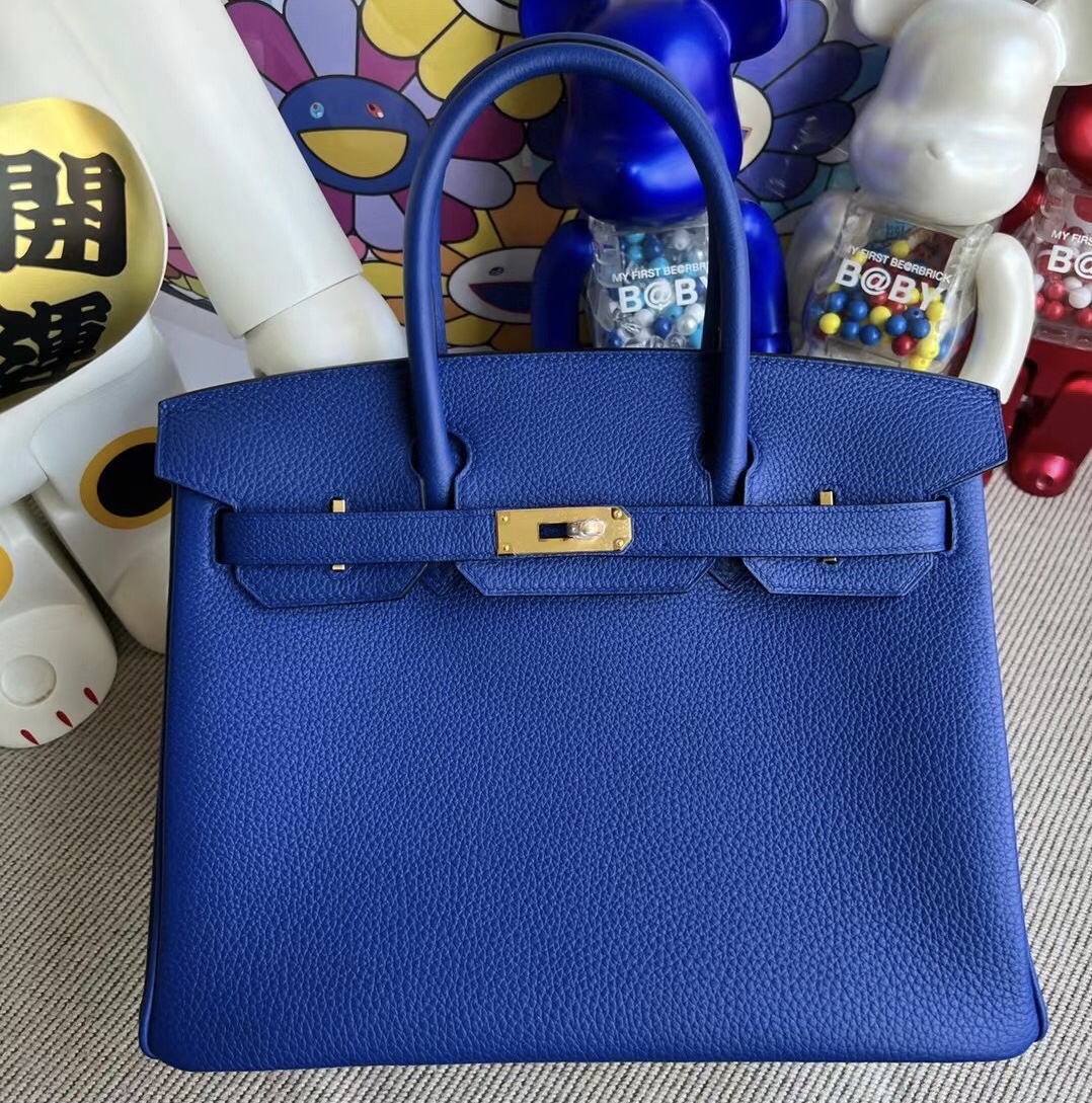 愛馬仕中國官方網站價格 Hermes Birkin 30 Togo I7 Bleu Zellige 琉璃藍 金扣