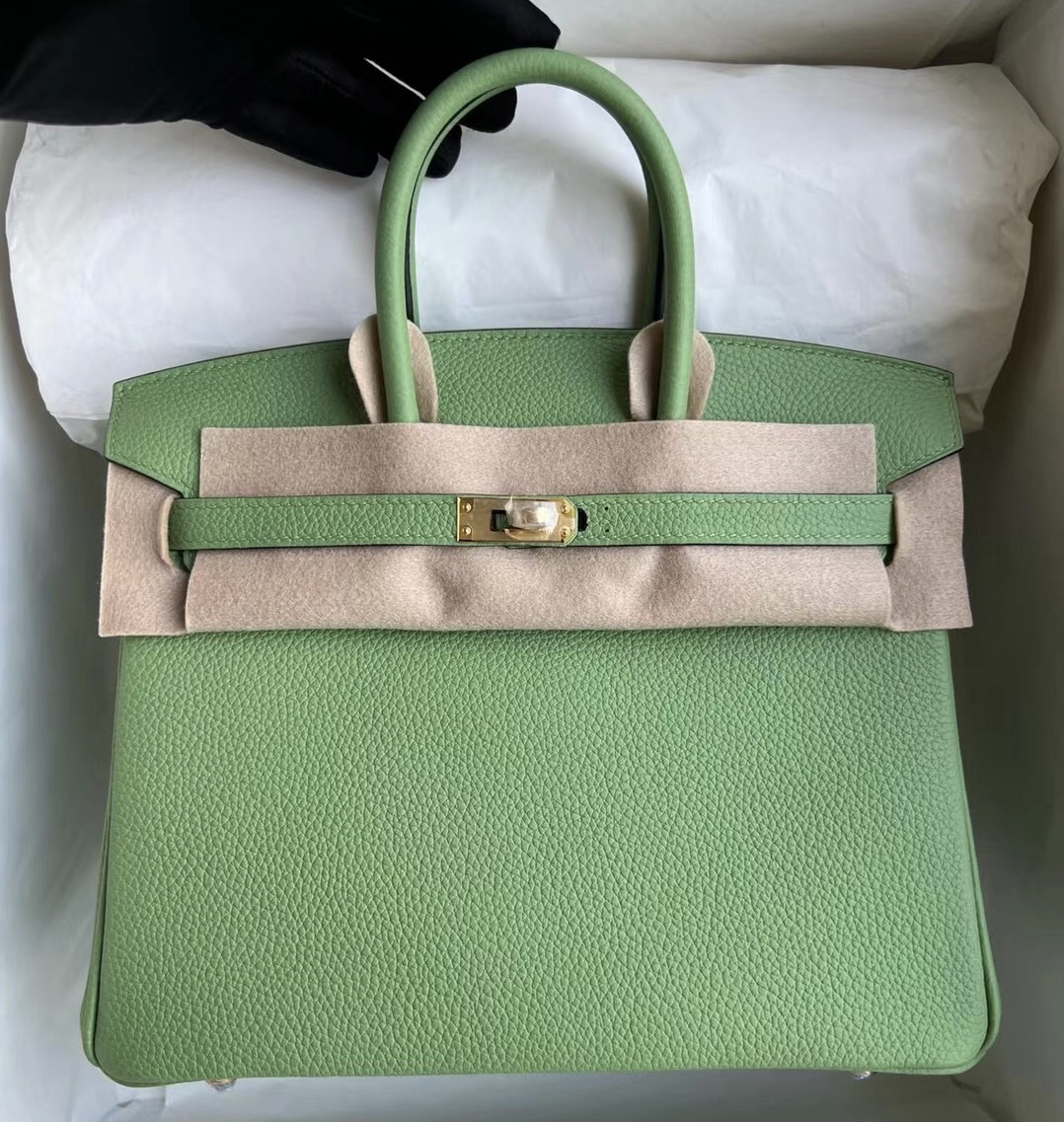 愛馬仕官網中國官方網站 Hermes Birkin 25 Togo 3I Vert Criquet 牛油果綠