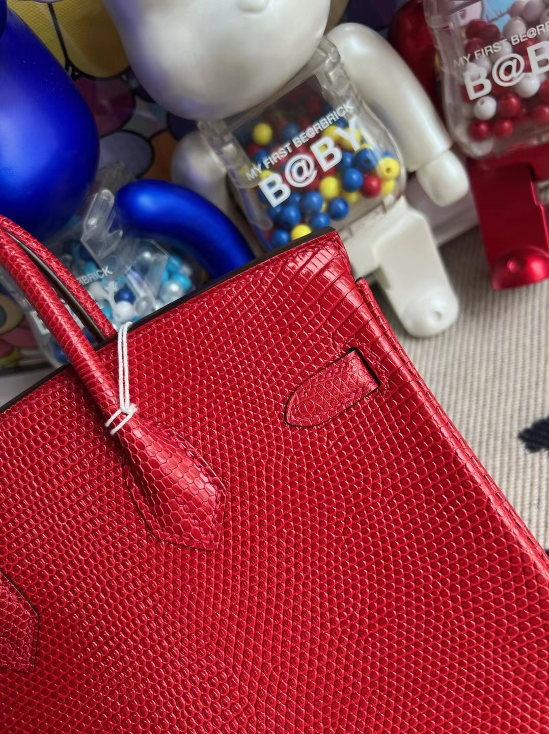 愛馬仕包包官網 Hermes Birkin 25cm Lizard Q5 Rose casaque 國旗紅