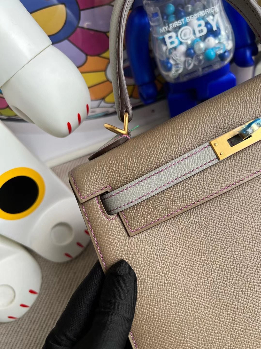 Hermes Kelly 25 HSS Epsom 大象灰/4Z Girls Mouette 缝线P9 海葵紫 拉絲金扣