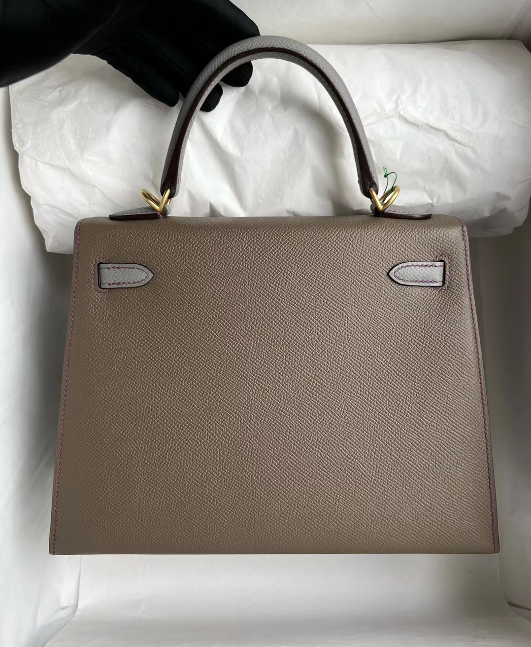 Hermes Kelly 25 HSS Epsom 大象灰/4Z Girls Mouette 缝线P9 海葵紫 拉絲金扣