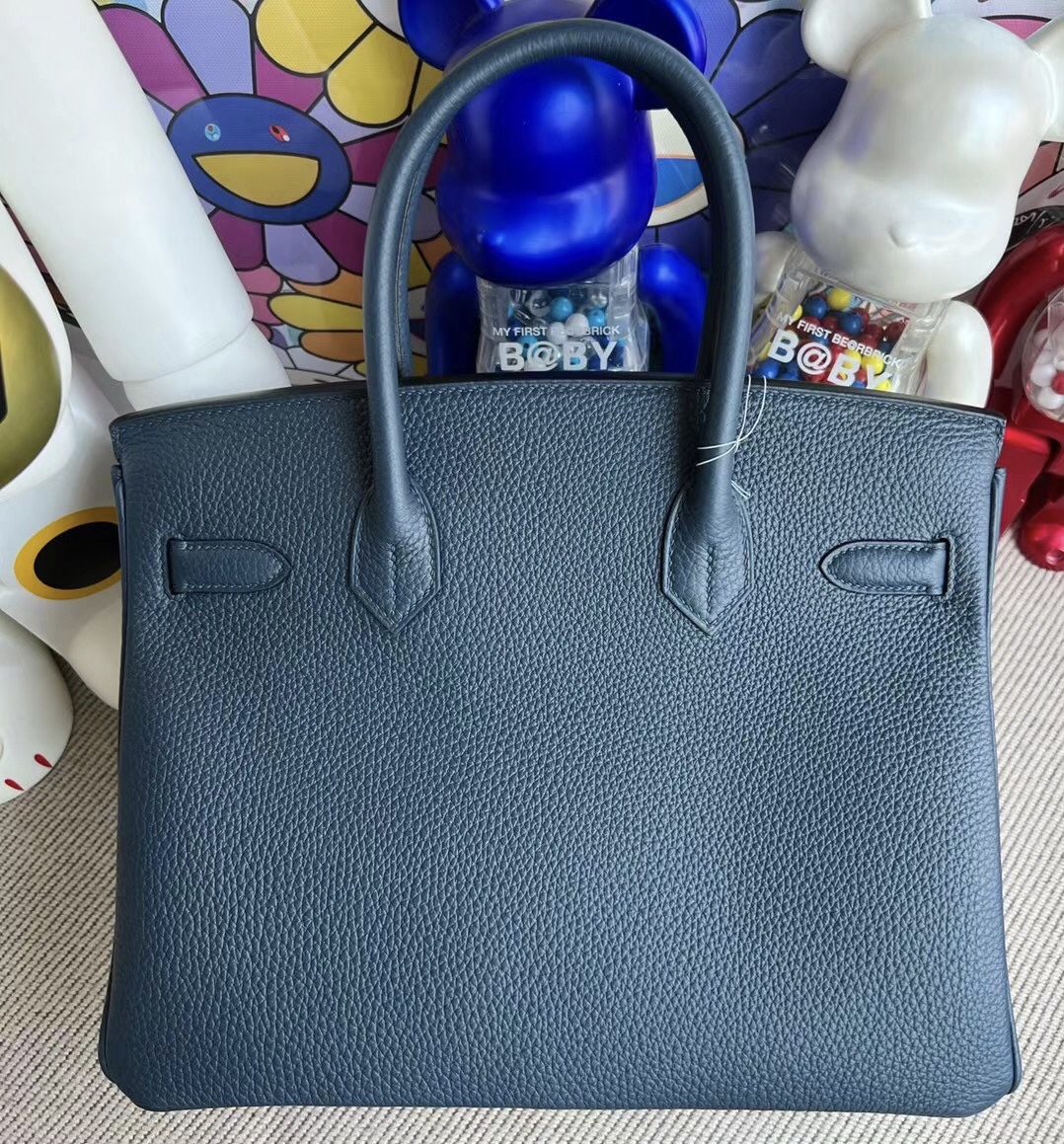 新加坡愛馬仕包包 Hermes Birkin 30 Togo S4 Deep Blue 深邃藍 金扣