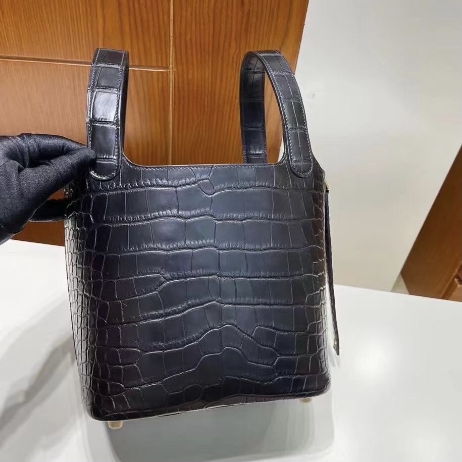 Saudi Arabia Hermes Picotin Lock 18 霧面美洲鱷魚 89 Noir 黑色 金扣