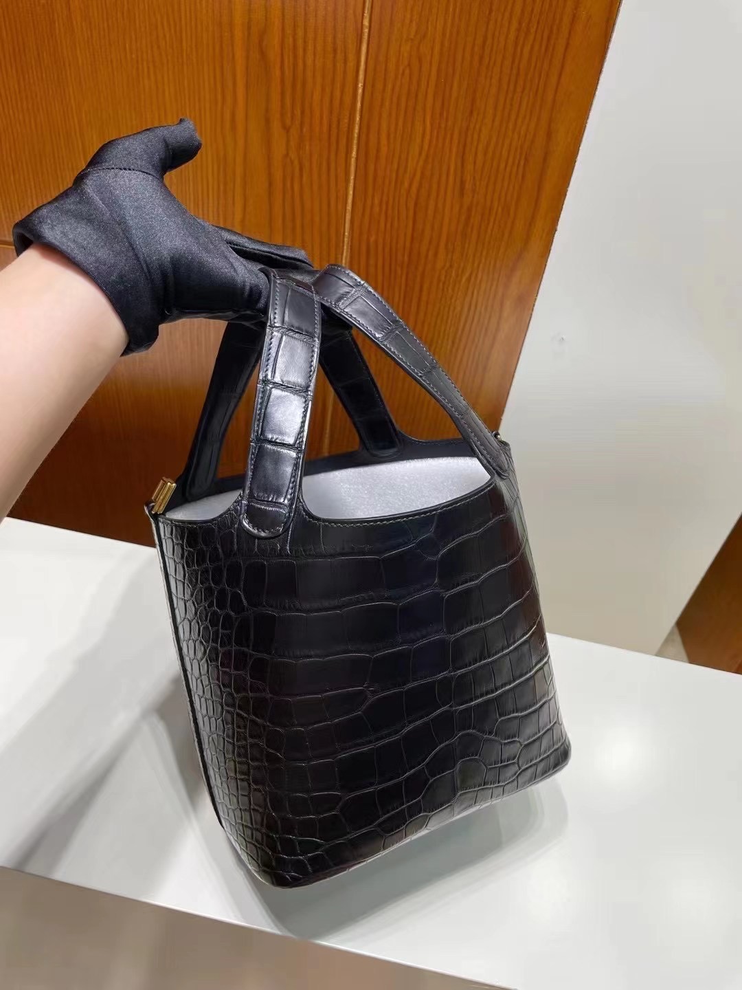 Saudi Arabia Hermes Picotin Lock 18 霧面美洲鱷魚 89 Noir 黑色 金扣