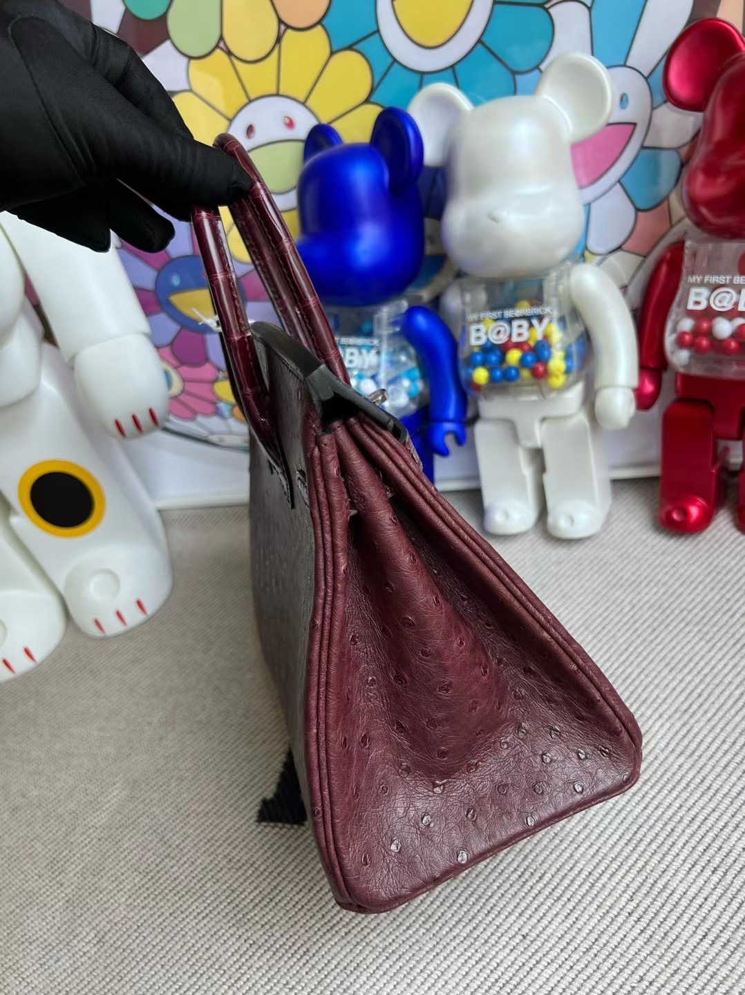 愛馬仕鉑金包 新加坡價格 Hermes Birkin 25 Touch Ostrich/Shiny Crocodile 57 Bordeaux