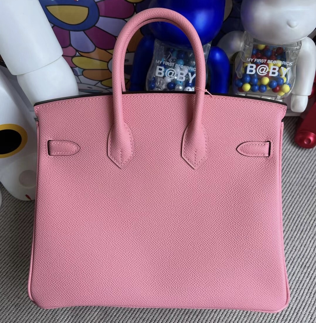 愛馬仕女包網站價格 Hermes Birkin 25cm Epsom 1Q Rose Confetti 奶昔粉 銀扣