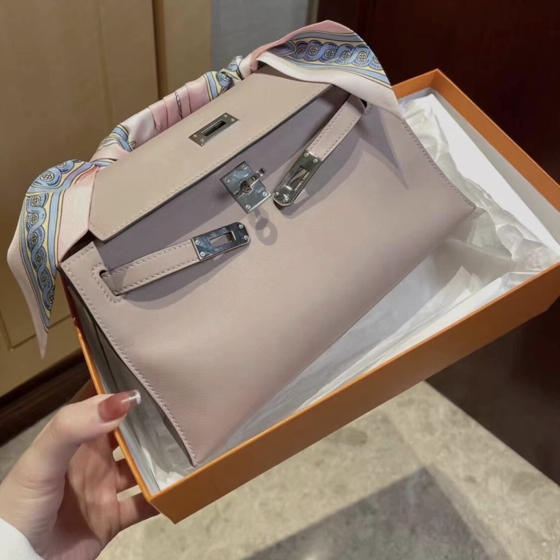 Hermes Mini kelly Pochette 4W Glycine 紫藤粉 香芋紫 Silver hardware