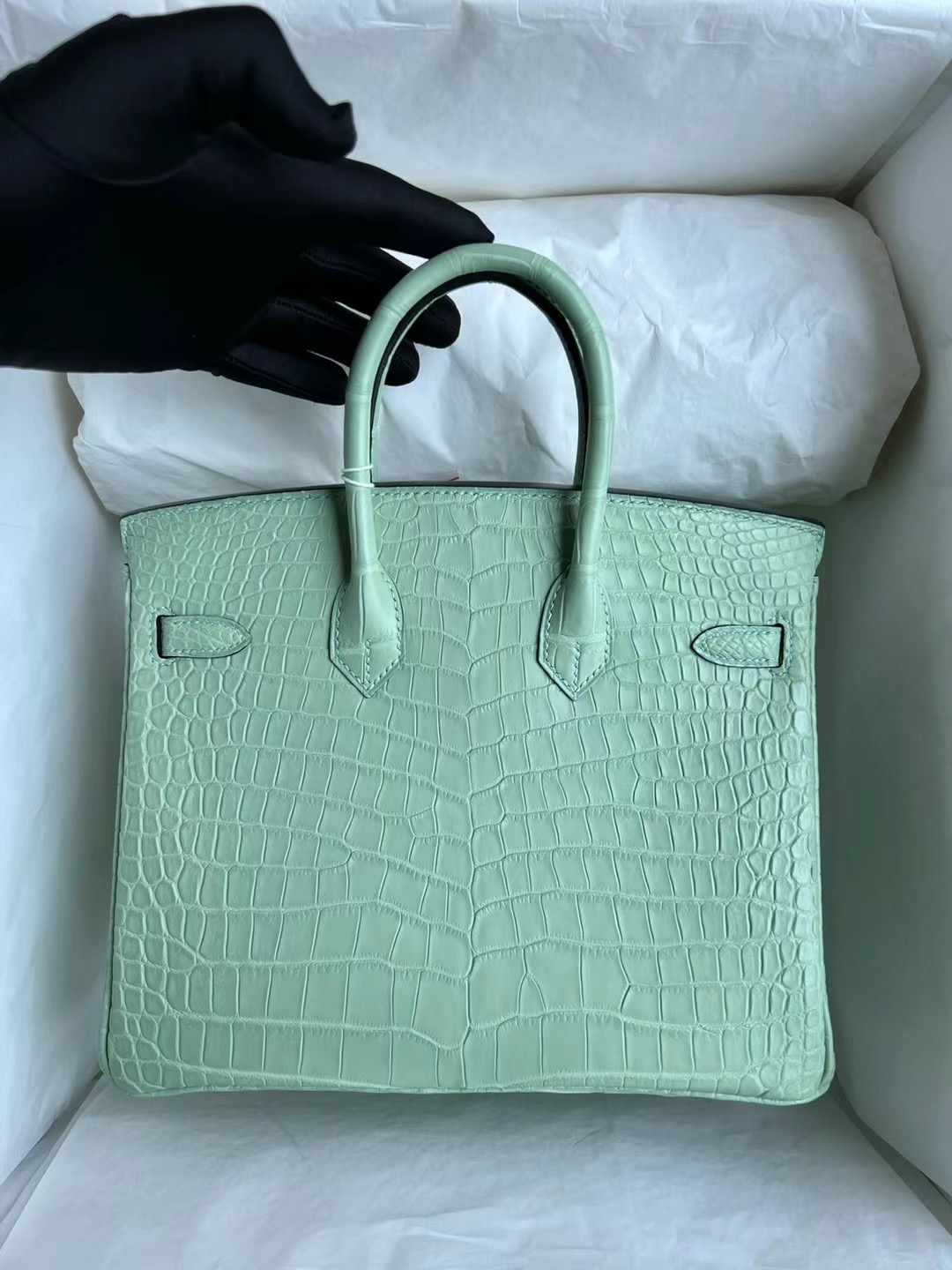 Saudi Arabia Hermes Birkin 25cm 6U Vert Dfau 薄荷綠 霧面倒V澳洲灣鱷