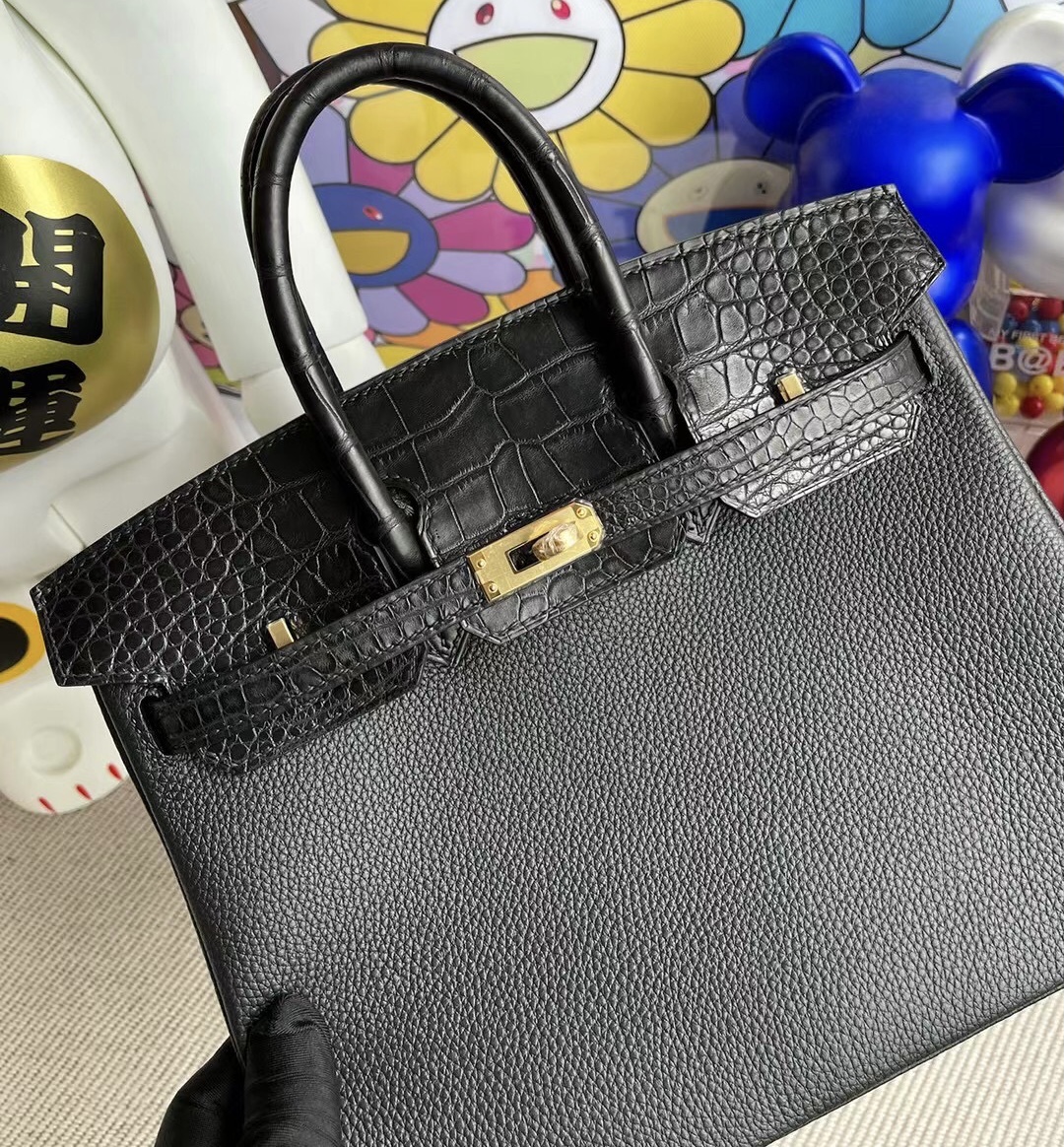 迪拜 Dubai Hermes Birkin 25cm Touch 89 Noir 黑色 Togo 皮/霧面美洲鱷魚