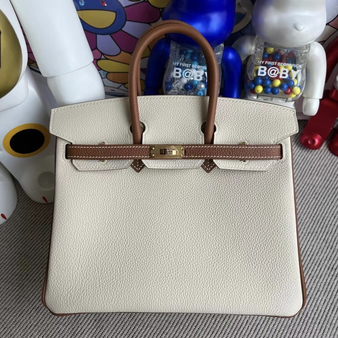 Hermes Birkin 25cm HSS Togo 10 Craie 奶昔白/37 Gold 金棕色 金扣