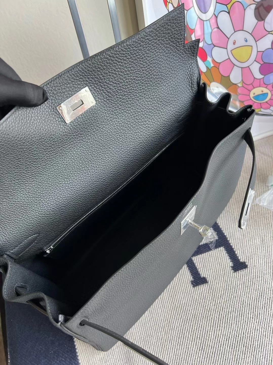 Hermes Kelly 40cm Togo 89 Noir 黑色 銀扣全手工蜜蠟線縫製 接受定製