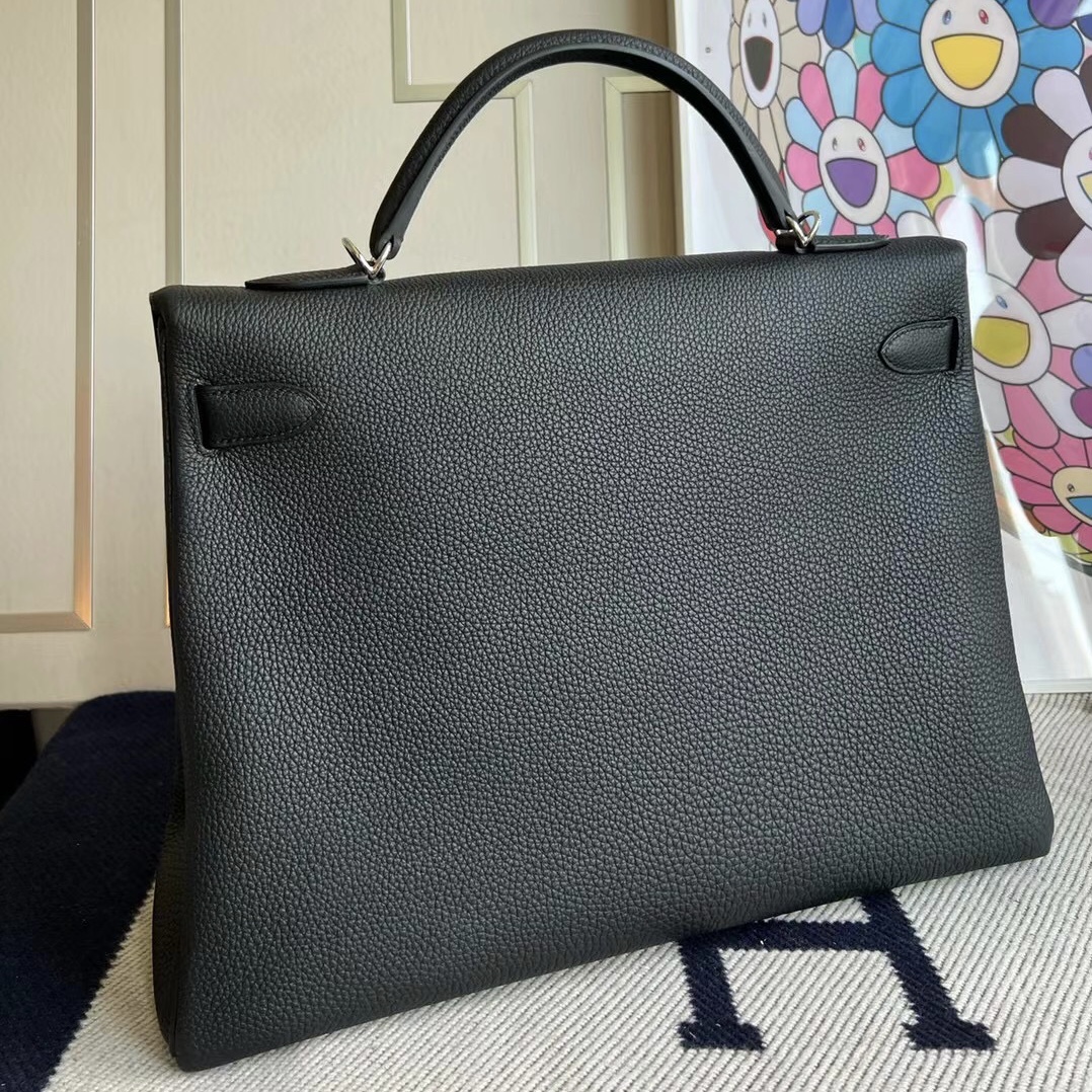 Hermes Kelly 40cm Togo 89 Noir 黑色 銀扣全手工蜜蠟線縫製 接受定製