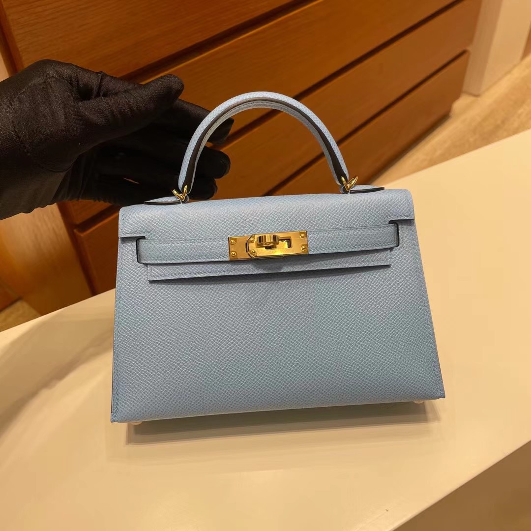 Singapore Hermes Kelly Mini II 2代 Epsom 7N Céleste 天藍色 金扣