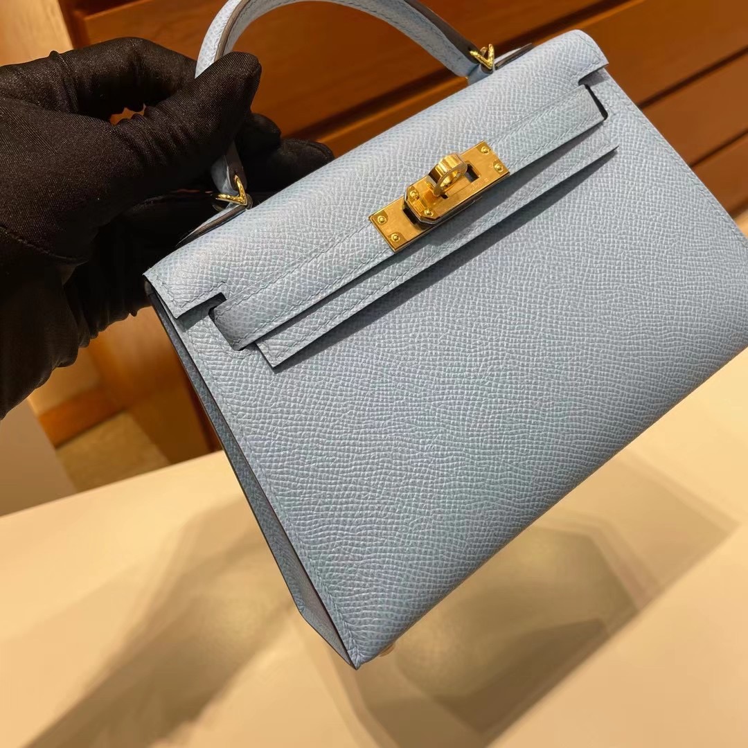 Singapore Hermes Kelly Mini II 2代 Epsom 7N Céleste 天藍色 金扣