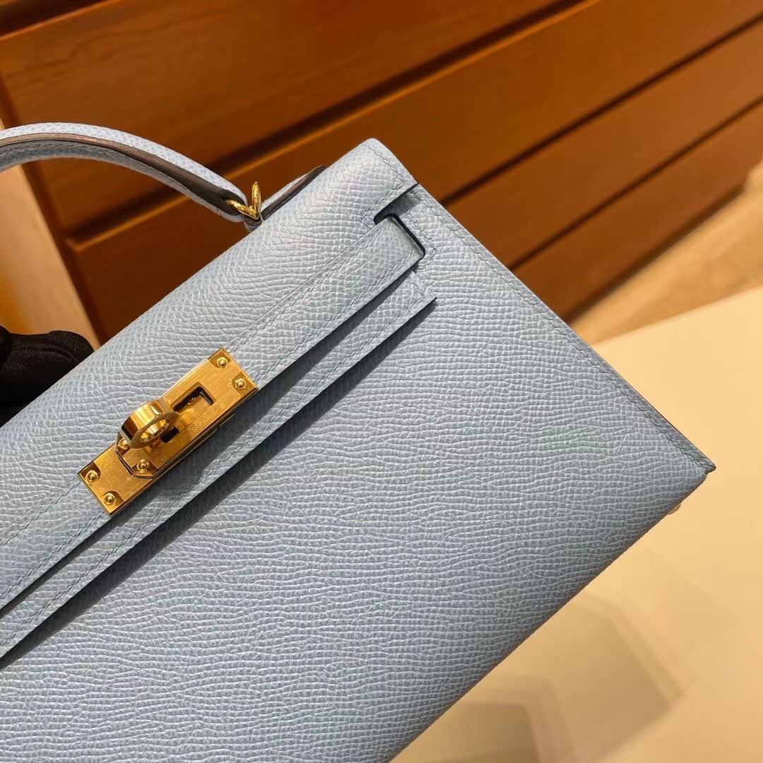 Singapore Hermes Kelly Mini II 2代 Epsom 7N Céleste 天藍色 金扣