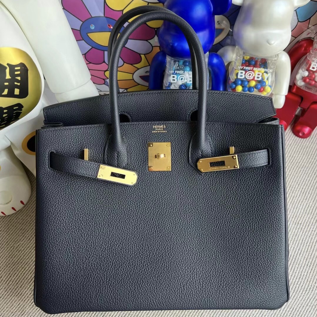 Singapore Hermes Birkin 30cm Togo 原廠德國小牛皮  2Z Blue nuit 午夜藍 金扣