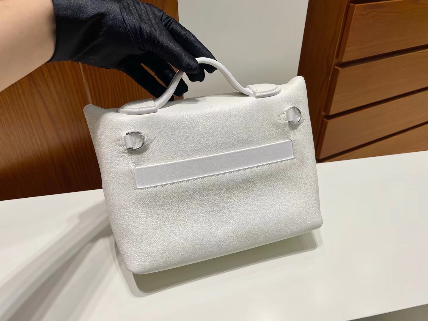 Saudi Arabia Hermes kelly 24/24 Mini Evercolor+Swift 01 Blanc 白色 銀扣