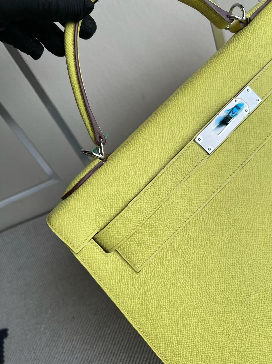 愛馬仕凱莉包32 價格 Hermes Kelly 32cm Epsom 9R Lime 檸檬黃 銀扣