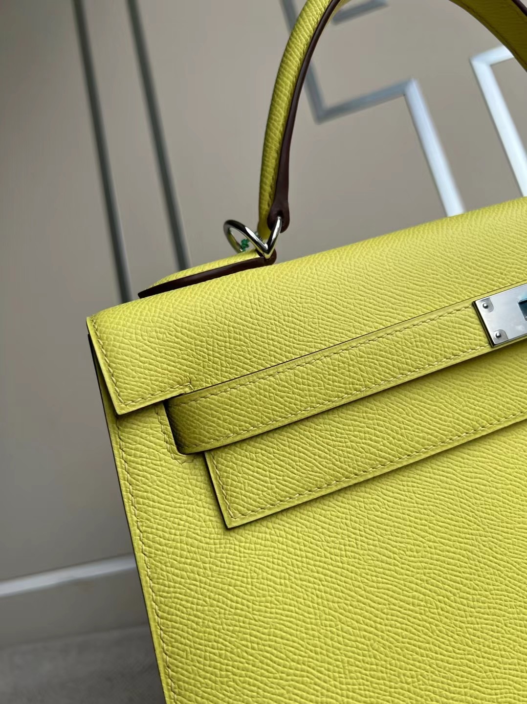 愛馬仕凱莉包32 價格 Hermes Kelly 32cm Epsom 9R Lime 檸檬黃 銀扣