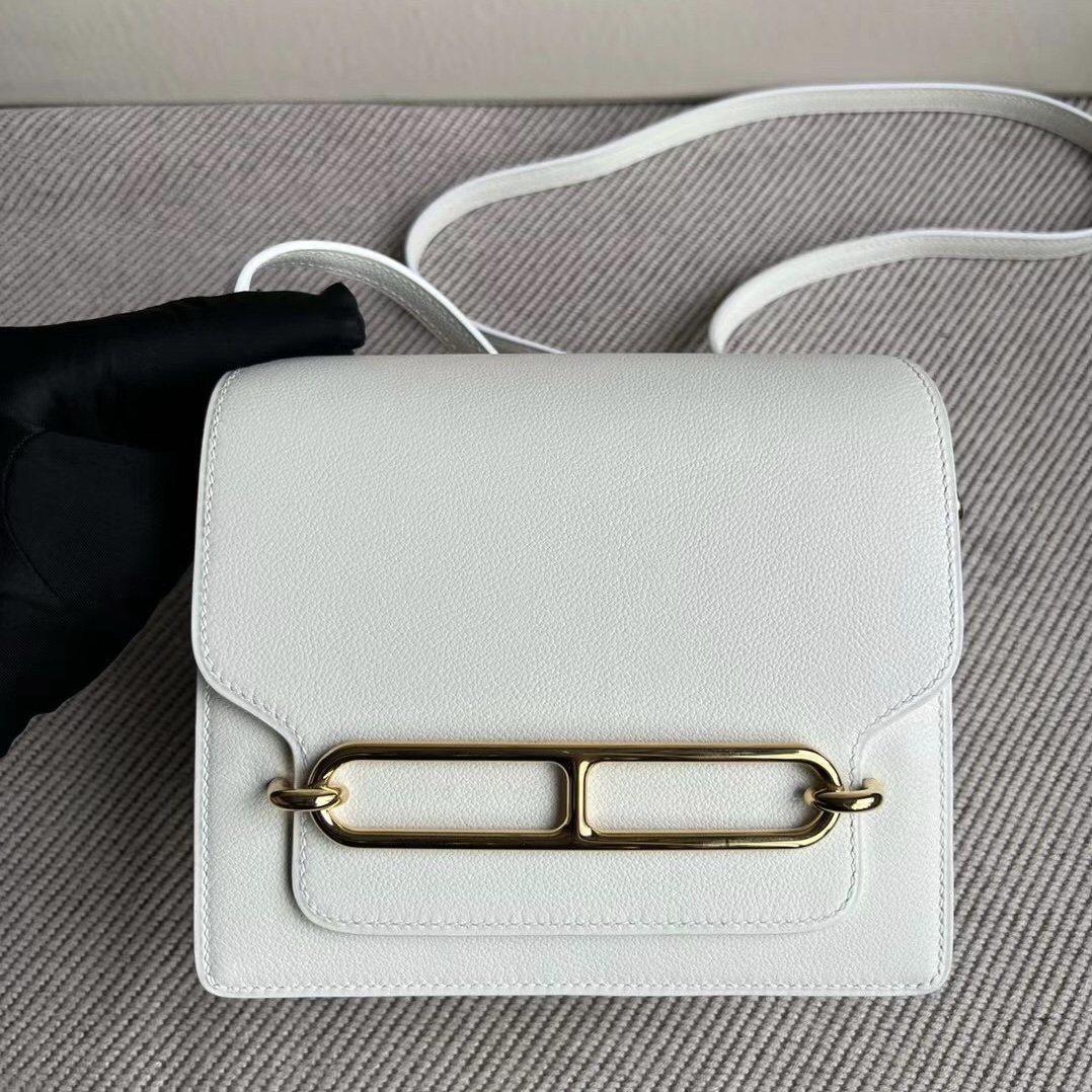 Saudi Arabia Hermes Roulis 18cm Evercolor 01 Blanc 純白色 金扣