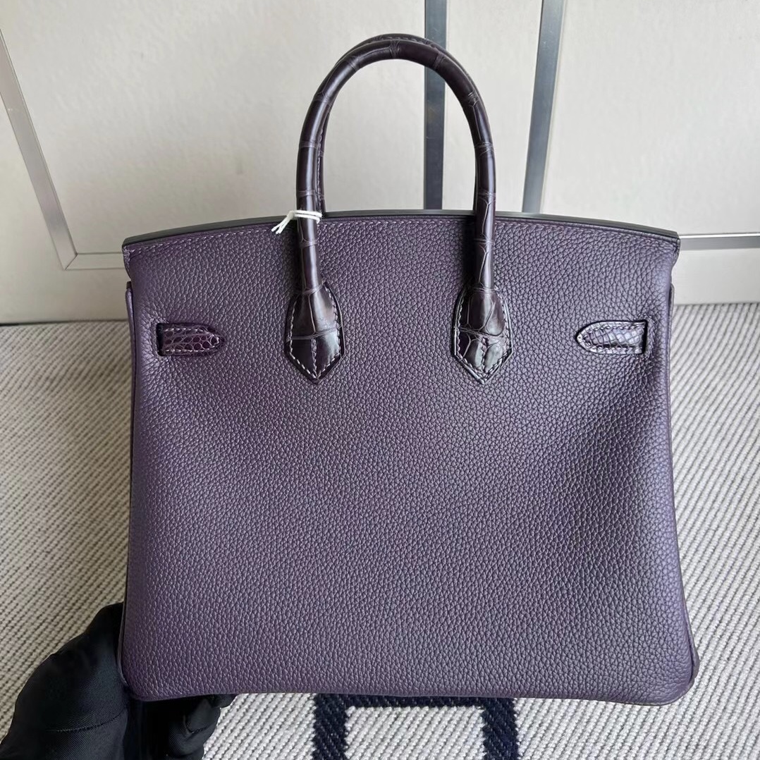 新加坡愛馬仕旗艦店 Hermes Birkin 25 Touch Togo美洲鱷魚59 Raisin葡萄紫