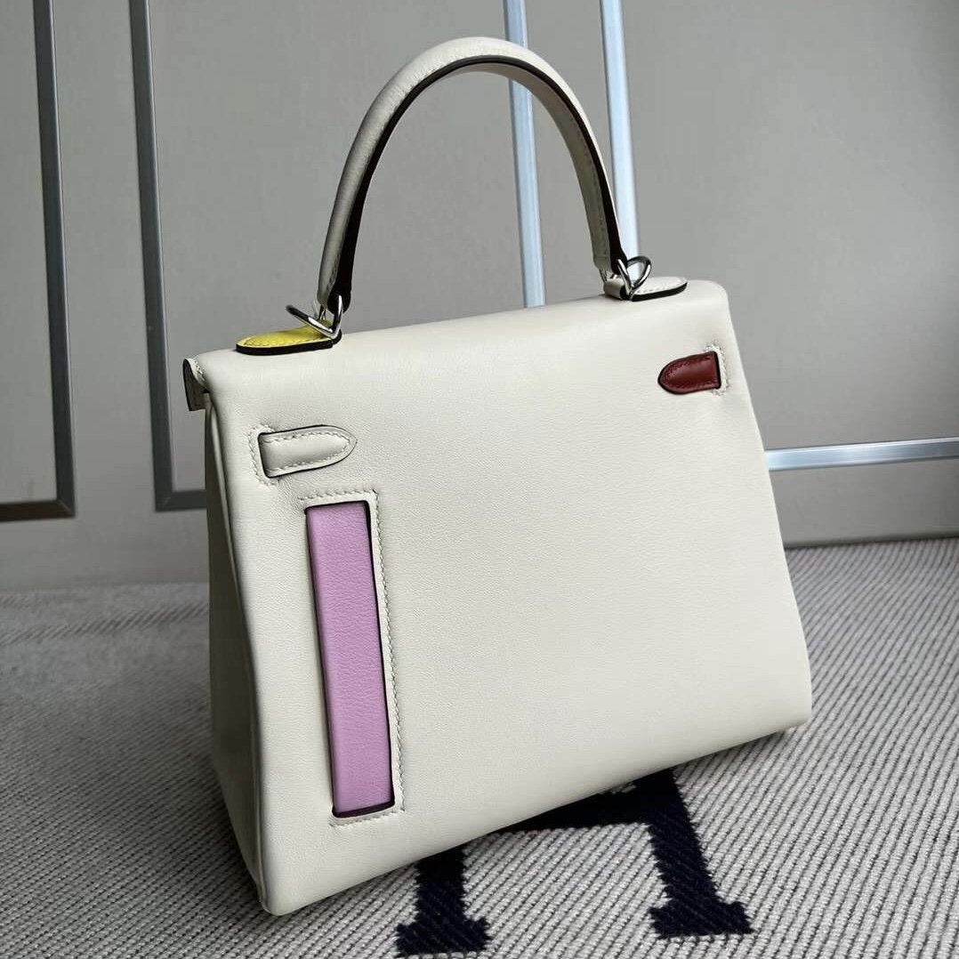 香港愛馬仕包價格 Hong Kong Hermes Kelly25 Colormatic口袋 i2 Nata奶油白銀扣