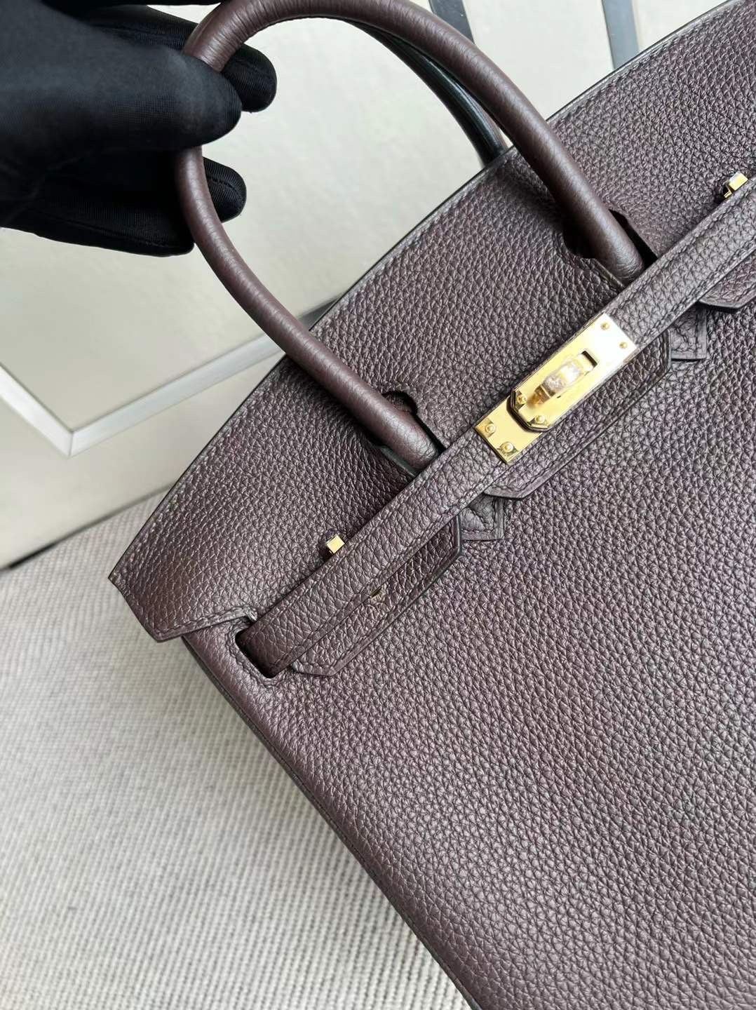 愛馬仕2022年刻印U刻 Singapore Hermes Birkin 25 Togo 46 Ebene烏木色金扣