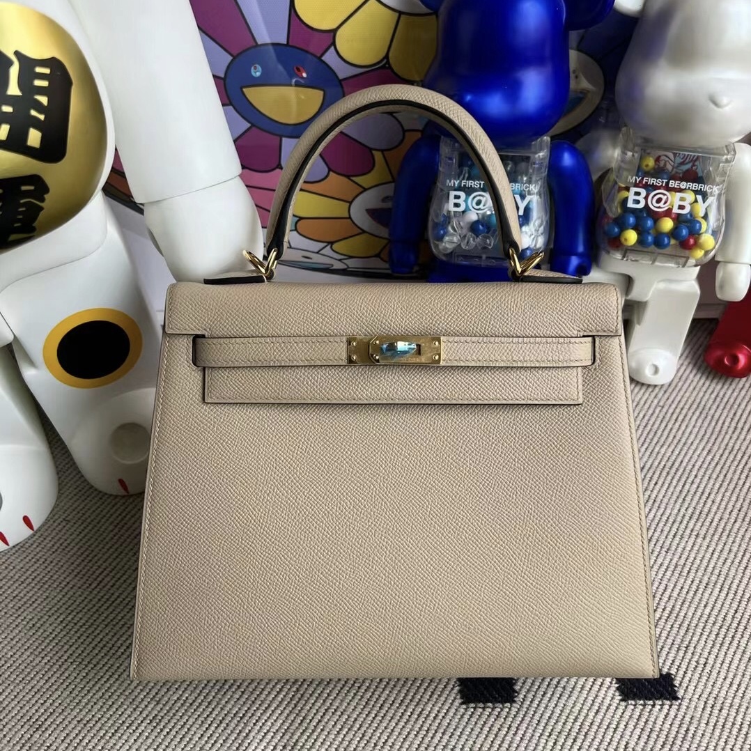 Hermes Kelly 25cm Epsom S2 Trench 風衣灰 金扣 全手工蜜蠟線縫製