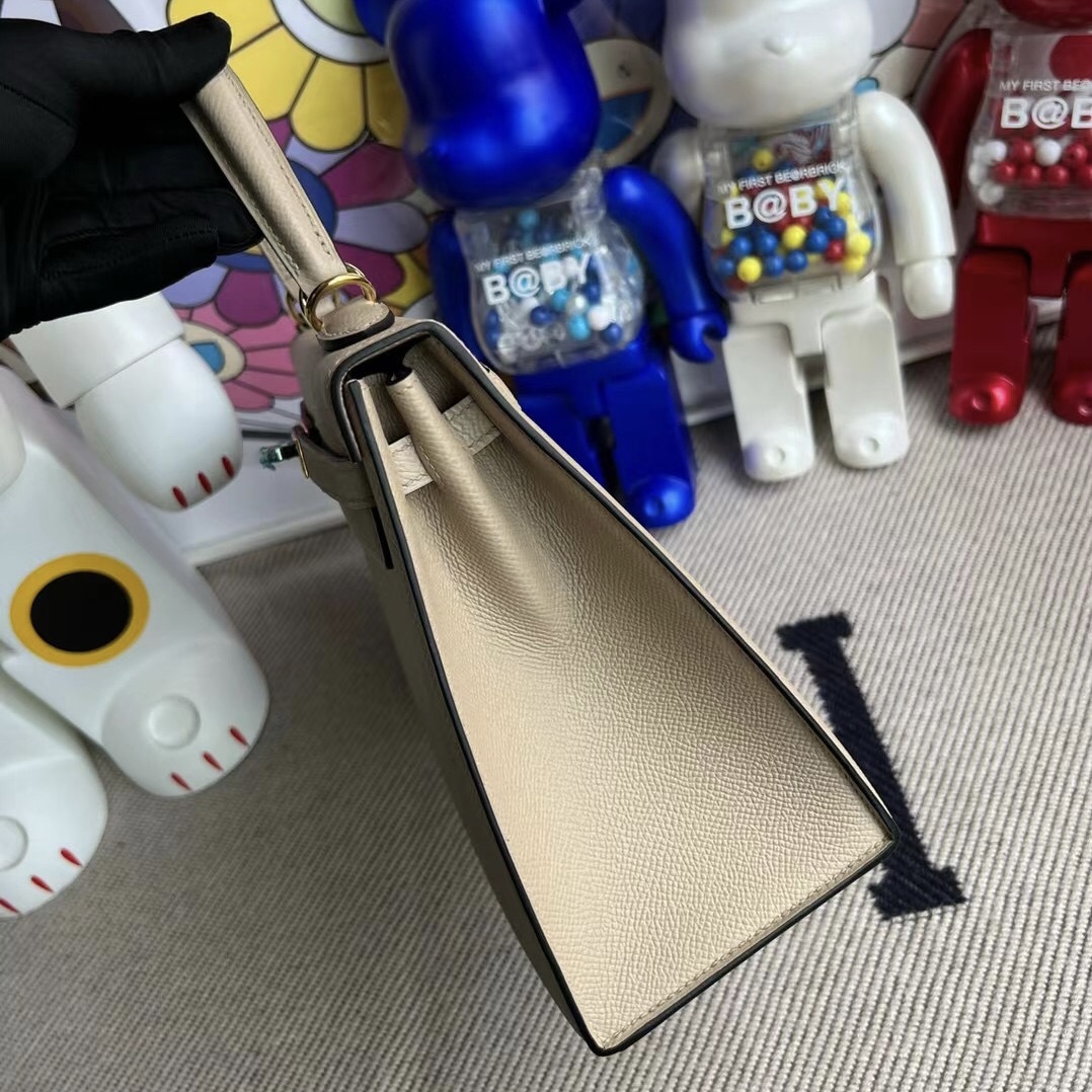 Hermes Kelly 25cm Epsom S2 Trench 風衣灰 金扣 全手工蜜蠟線縫製