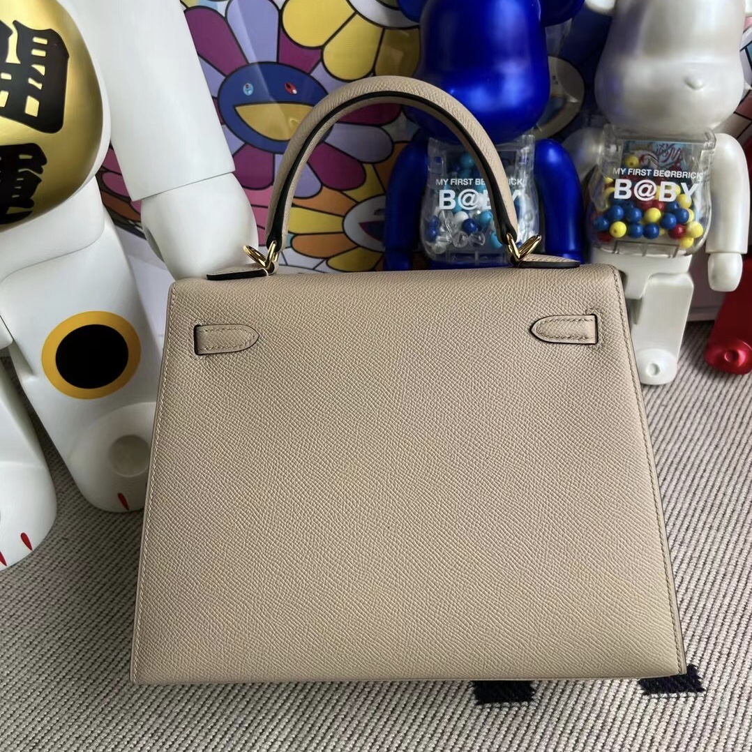 Hermes Kelly 25cm Epsom S2 Trench 風衣灰 金扣 全手工蜜蠟線縫製