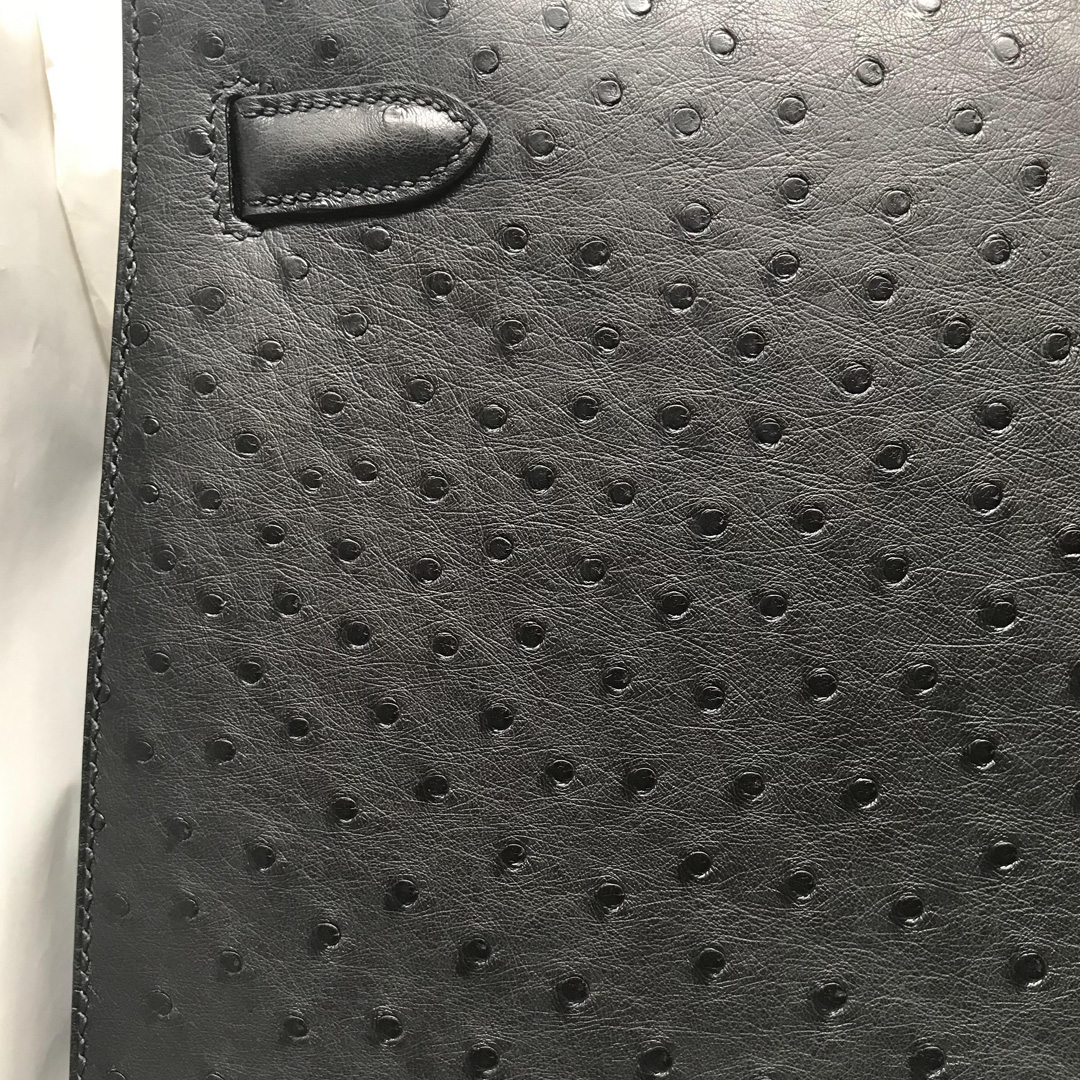 Singapore Hermes Kelly 35 Ostrich 原廠南非KK鴕鳥皮 CK89 Noir 黑色 銀扣