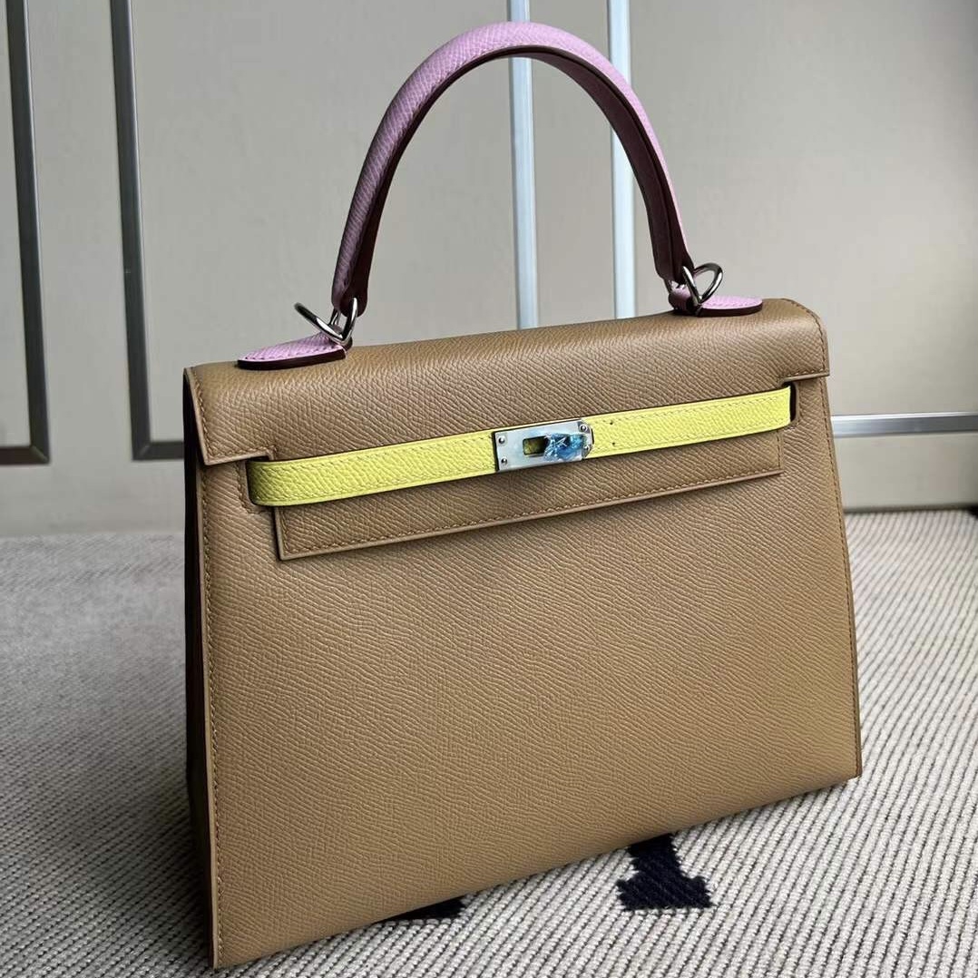 Hermes Kelly 25 HSSEpsom 0M Chai 瑪薩拉茶色 X9 Mauve Sylvestre 錦葵紫 銀扣