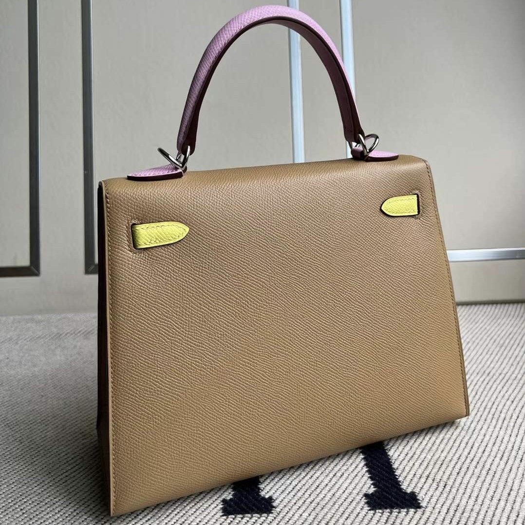 Hermes Kelly 25 HSSEpsom 0M Chai 瑪薩拉茶色 X9 Mauve Sylvestre 錦葵紫 銀扣