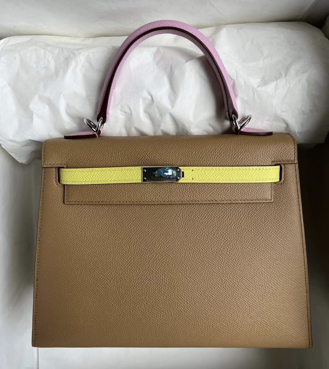 Hermes Kelly 25 HSSEpsom 0M Chai 瑪薩拉茶色 X9 Mauve Sylvestre 錦葵紫 銀扣