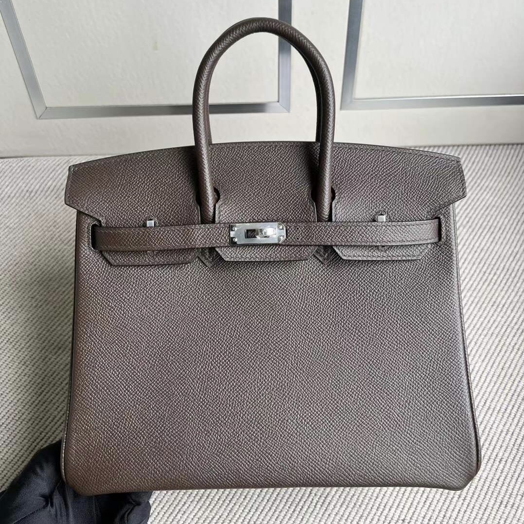 愛馬仕女包價格與圖片 Hermes Birkin 25 Epsom原廠皮Chocolate巧克力銀扣